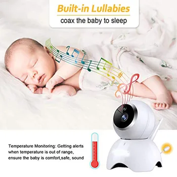 720P Wireless Baby Monitor 5 Colių PTZ HD LCD 360 Laipsnių Zoomable Kūdikių Kamera, Naktinio Matymo Auklė, Auklės Vaizdo Saugumo Kameros