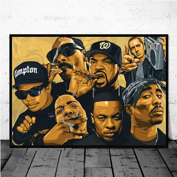 Hip-Hop Tupac Muzikos Žvaigždė Reperiai Sienų Plakatai Ir Spausdina 2PAC Nuotrauką, Ant Drobės, Sienos Meno Tapybos, Skirtą Kambarį Namuose Dekoras