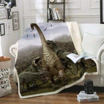Dinozaurų Juros periodo 3D Atspausdintas Vilnos Antklodė, Lovos Storio Antklodė Mados Lovatiesė Sherpa Mesti Antklodę, Suaugusiems, Vaikams, Vaikų Berniukas