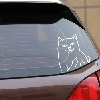 Automobilių Lipdukai Grubus Funny Cat PVC Lipdukai, Automobilių Apdailos Reikmenys, Lipdukai Kūrybos Vandeniui, Saulės Juoda/balta,16cm*14cm