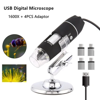 1600X Skaitmeninis Mikroskopas 3 in 1 USB C Tipo Mikro Sąsaja Micro USB didinamasis stiklas Elektroninių Stereo USB Endoskopą Telefono PC