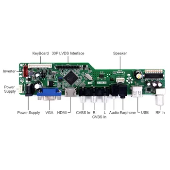 Valdiklio plokštės Rinkinys LTN133W1-L01 TV+HDMI+VGA+AV+USB LCD LED ekrano Vairuotojo Lenta