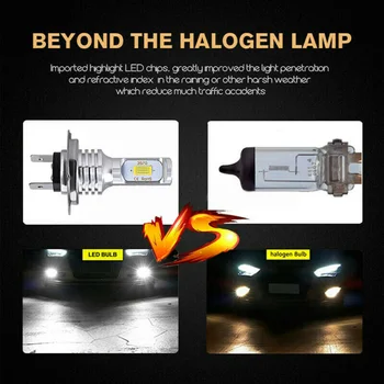2vnt H7 LED Žibintų Lempučių Rinkinys, Didelis ar Mažas Šviesos 55W 8000LM Super Šviesus 6000K Balta Automobilio Žibintai Priedai