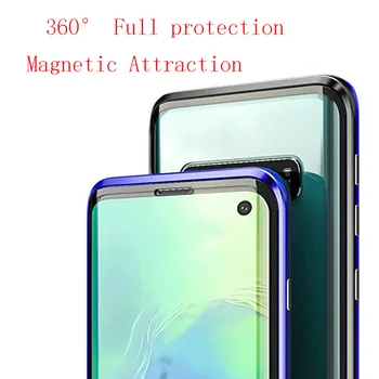 360 Visas Metalo Magnetinių Atveju, Samsung Galaxy S8 S9 S10 S20Plus Pastaba 9 8 10 Plius S10 5G Atveju Dvipusis Grūdinto Stiklo Dangtis