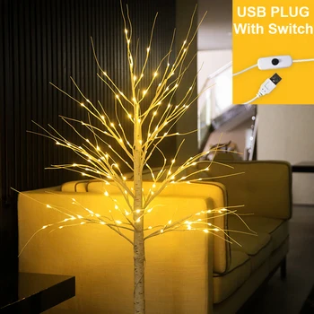 90cm Aukščio LED Beržo Medžio, Šviesos 60LEDs USB Valdomas Jungiklis su LED Kraštovaizdžio Šviesos Dekoro Namuose Šalis, Vestuvės, Kalėdos, D30