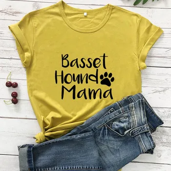 Basset Hound Mama Spausdinti Naujos Atvykimo Moterų Vasaros Juokinga Atsitiktinis Medvilnės Marškinėliai Šuo Mama Gyvenime Marškinėliai Šunų Mylėtojas Dovana