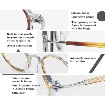 Prekės ženklo Dizainas Titano Akinių Rėmeliai Vyrų metalo Derliaus Turas recepto akiniai Trumparegystė, optiniai akiniai Acetatas akinių rėmeliai