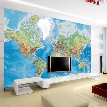 3D Tapetai Sienos Užsakymą Sienos Freskos neaustinių Sienos Popieriaus Šiuolaikinio Pasaulio Žemėlapio Kambarį Sėdi Kambaryje Sofa Fone Namų Dekoro