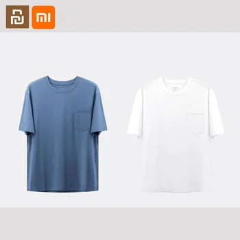 2 vnt xiaomi mijia youpin vyrų verslo apvalios kaklo trumparankoviai marškinėliai paprasta sporto slim visų rungtynių pusė rankovėmis