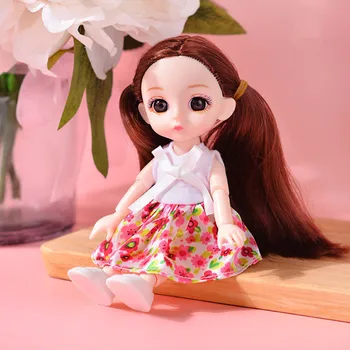 13 Bendrų Movable1/12 16cm Mini BJD Doll Žaislas Mergina 