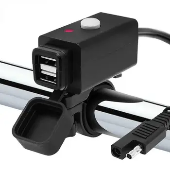 Areyourshop Universalus SAE Dual USB Įkroviklis Adapteris, Skirtas GPS Mobiliųjų Telefonų atsparus Vandeniui už Yamaha ATV UTV Motociklų Dalys