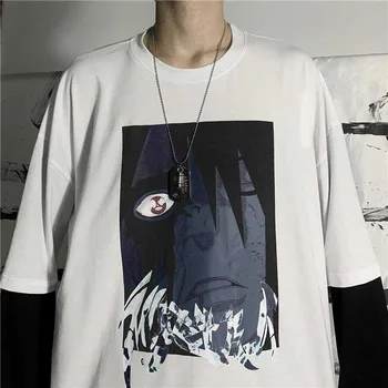 NiceMix Harajuku stiliaus Anime Naruto spausdinti padirbtus dviejų dalių kratinys viršūnes Rudenį streetwear long sleeve T-shirt moterims, vyrams, drabužiai