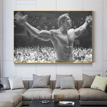 Schwarzeneggeris Kultūrizmo Fitneso Įkvepiantį Drobės Tapybos Plakatai ir Spausdina Sienos Menas Nuotraukas Kambarį Dekoro