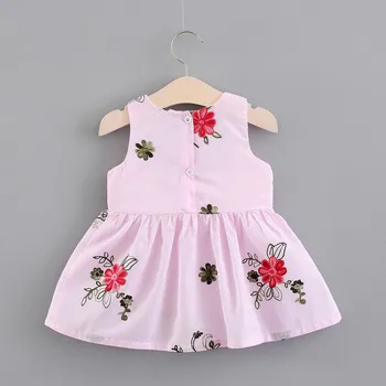 Vasaros Baby Girl Dress Vaikai Lankas Suknelė Mergaitėms, Drabužiai Gėlių Spausdinti Princesė Rankovių Diržas paplūdimio princesė Suknelės