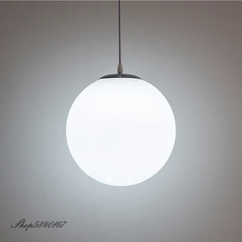 Nodic Minimalistinio Pakabukas Šviesos diodų (LED) Stiklas Baltas Kamuolys Kabo Lempos Kambarį Modernus Miegamojo Pakabukas Lempa, Patalpų Apšvietimas