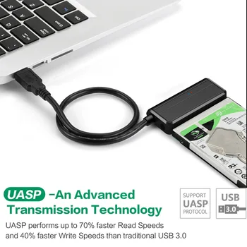 USB 3.0 Prie Sata 3 2 1 HDD SSD Standžiojo Disko Adapteris Keitiklis Kabelis SataIII USB 3.0 2.5