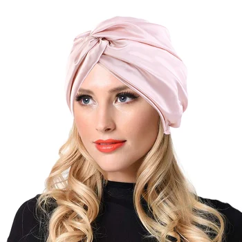 Moterų Tampri Twist Turbaną Skrybėlę šilkiniai Galvos Wrap Hijab Bžūp Ponios Chemo Bžūp Musulmonų Skrybėlės variklio Dangčio Kepuraitė Kvėpuojantis Plaukų Aksesuarai