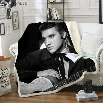 Mesti antklodę Elvis Presley 3D Aksomo Pliušinis Antklodė Lovatiesė Vaikams Mergaitėms Sherpa Sofos Antklodė Antklodė Padengti Kelionės 03