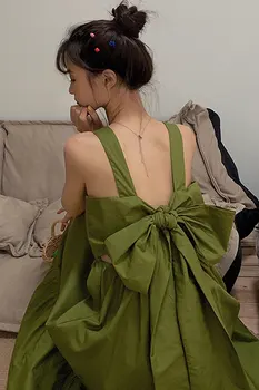 2020 Mados Elegantiška Žalios Suknelės Naujas Vasaros Diržas Saldus Suknelė Seksualus Backless Peteliškę Nėrinių Aprengti Moterų Vestiods