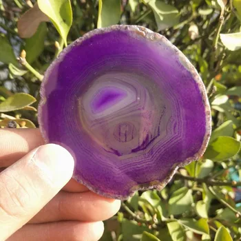 1PCS Natūralaus agato gabalas taurės kilimėlis poliruoti purpurinis agatas gabalas vidaus apdaila