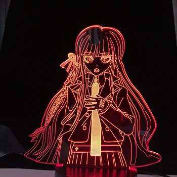 Danganronpa Kirigiri Kyouko 3D Anime Lempos Iliuzija Led Spalvų Keitimas pagrindiniai kištukiniai naktinių lempų lizdai Lampara Naujųjų Metų Gimtadienio Dovana