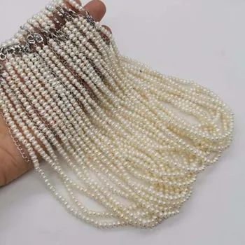 Daug 10XStrands 3-4mm baltųjų perlų didmeninė gėlavandenių perlų vėrinį