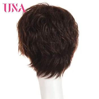 UNA Žmogaus Plaukų Perukai #6383 #2/33 Ne Remy Human Hair 150% Tankis Brazilijos Tiesiai Žmogaus Plaukų Perukai Mašina Brazilijos Plaukų Perukai