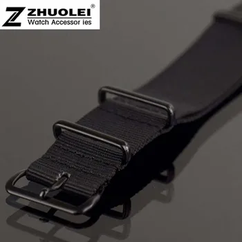 NATOBlack Nailono Audinio Watchbands su Nerūdijančio Plieno PVD juoda žiedai Plojimai Patvarus 18mm 19mm 20mm 21mm 23 mm 22mm 24mm