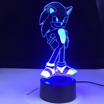 Sonic the Hedgehog Naktį Šviesos ABS Pagrindo akriliniu Šviesos Tarybą 3D LED iliuzija Vaikų Miegamasis Animacinių filmų Stalo Lempos Atostogų Dovanos