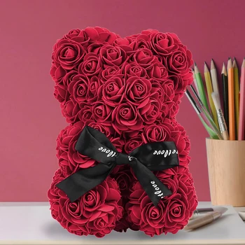 23cm Muilo Putos, Rožių Meškiukas Dirbtinių Gėlių, Rožių Lokys Motinos diena Draugei Valentino Dienos Dovanos Apdaila