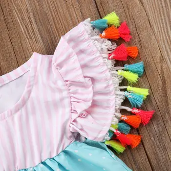 Naujas 1-6 Metų Vasarą Mergina Flamingo Spausdinti Dryžuota Suknelė Vaikai Gyvūnus, Atsitiktinis Suknelė Bamblys Merginos Sundres Vaikiški Drabužiai
