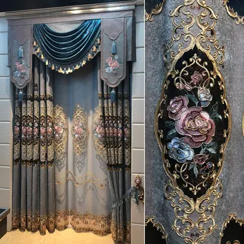 FYFUYOUFY Europos stilių ir neklijuotinė Įdegio žakardinės užuolaidos svetainės kambarys Miegamasis vestuvių dekoravimas Retro teismas Dekoratyvinis audinys