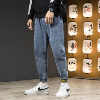 Pavasario haremas džinsai didelio dydžio, vyriški ruožas jaunimo raišteliu kelnės dydį Japonijos korėjiečių vyriški laisvalaikio Pieštuku kelnes 7XL