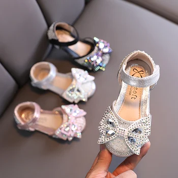 ULKNN Mergaitėms, Rausvos spalvos, batų 2021 Vaikams laisvalaikio šokių bateliai vieno bato sandalai rodyti princesė studentų Lankas batai