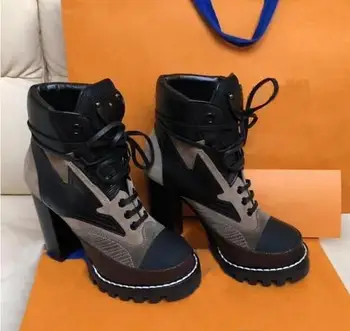 Naujas natūralios Odos Platformos moteris batai Dykuma Batai Aukšto kulno batai Nėrinių aukšti kulniukai Žieminiai Batai