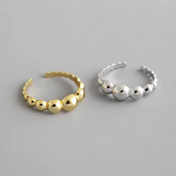 925 sterlingas sidabro kamuolys piršto žiedai moterims anillos mujer, mados atidarymo vestuvinis žiedas mergina dovanų aukso spalvos papuošalai