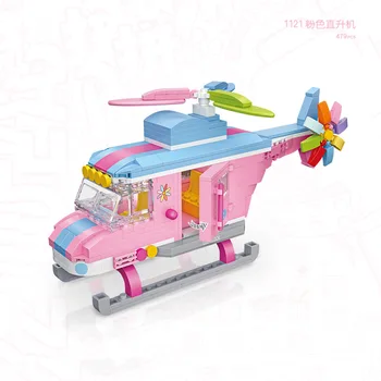 LOZ mini bloko rašybos plug blokai retro radijo sraigtasparnis patefono rožinė žaislai vaikams dovanos