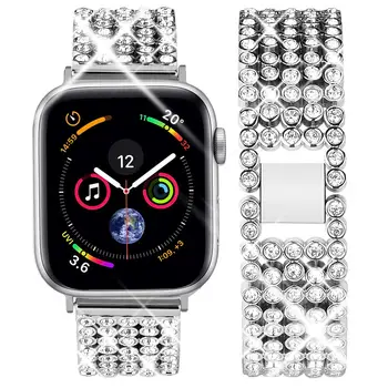 Diamond Diržu, Apple Watch Serijos 6 SE 5 4 Apyrankė Nerūdijančio Plieno Diržas 