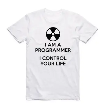 Azijos Dydis Vyrų Ir Moterų Spausdinti aš Esu Programuotojas Geek, Juokingi Marškinėliai, O-Kaklo trumpomis Rankovėmis Vasaros Laisvalaikio T-shirt HCP939