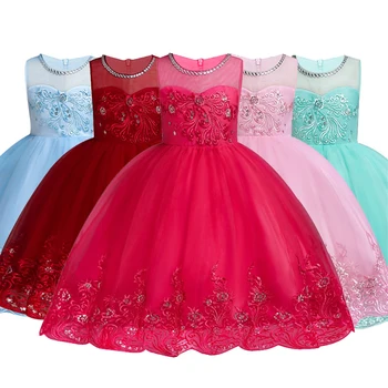 Vasaros Suknelė Vaikų Gėlių siuvinėjimas Mergaitės Šalis Vestuvių Suknelė Elegent Princesė Vestidos Teen Prom Dizaino drabužių