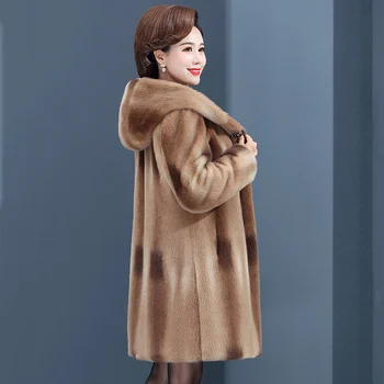 Vidutinio amžiaus Žiemą aksomo vidutinio ilgio mink plius dydžio šiltą gobtuvu mano paltai rudens auksas Parker paltai moterims paltas
