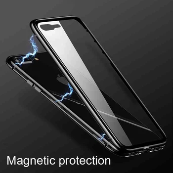 Magnetinės Metalo, Dvigubo Stiklo Pusėje Atveju, Huawei P40 30 Pro P20 Lite Pilnas Padengti Huawei Y9s 9X Nova 7i 6se 5T 7 Pro 5G Atvejais