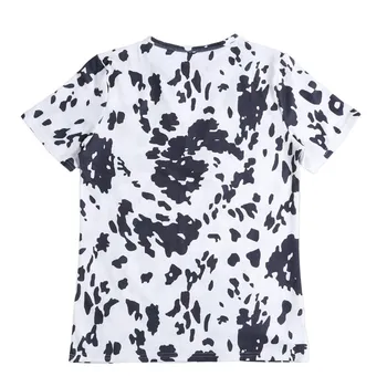 Tuščiaviduriai Iš Viršaus Trumpas Rankovėmis Tee Marškinėliai Vasaros Moterų V-kaklo T-shirt Spausdinti Viršūnes Tee 2020 Atsitiktinis Palaidų Viršuje Lady marškinėlius