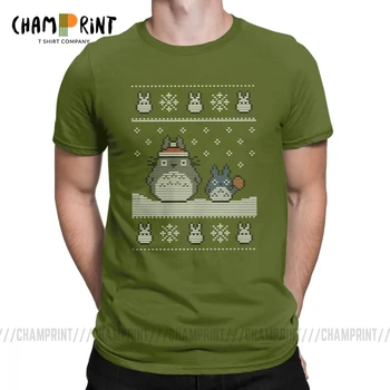 Vyrai Santa-totoro Marškinėliai Bjaurusis Kalėdų Džemperis Mielas Medvilnės Drabužius Laisvalaikio Trumpas Rankovės Įgulos Kaklo Tees Klasikinis Kawaii T-Shirt