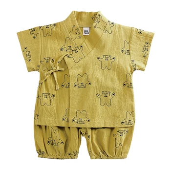 RP-265 Naujas vasaros vaikų drabužiai berniukams, mergaitėms trumpomis rankovėmis marškinėliai + kelnės 2vnt. medvilnės animacinių filmų spausdinti kūdikių rinkiniai