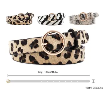 2019 Mados Leopard Diržo Moteris Gyvatė Spausdinti Plonas Ašutų Juosmens Diržas PU Odos, Aukso Žiedas Sagtis Diržai Ponios Moteris