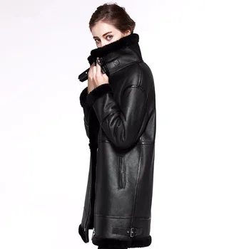 2020 Dukart susidūrė su Kailio Viršutiniai drabužiai Žiemos Striukė Moterims, Ilgai Parko natūralios Odos Merino Avių Realių Kailiai, Kailio Gaubtas Streetwear Naujas