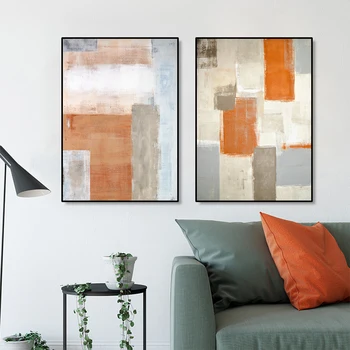 Abstrakčių Teptukas Poveikis Retro Minimalistinio Orange Drobė, Tapyba Sienos Meno Spaudiniai Nuotrauka Kambarį Miegamasis Namų Dekoro Be Rėmelio