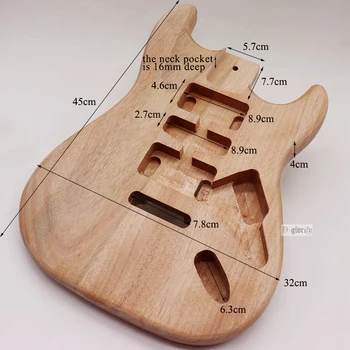ST elektrinė gitara kūno okoumé medžio gitara kūno medienos spalva nebaigtų gitara barelį