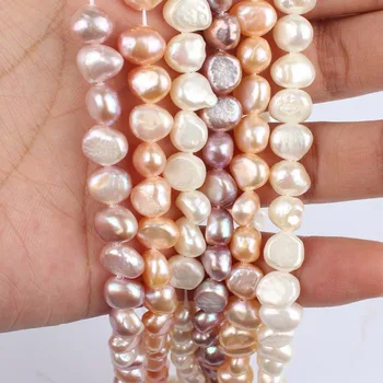 Mados gamtos 8-9mm Butas Nereguliarus perlų vėrinį Moterų Mergina gėlavandenių perlų karoliai, papuošalai priėmimo 